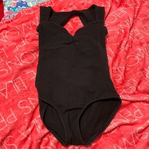 Girls cotton black and pink cross cross leotard